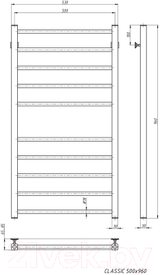 Полотенцесушитель водяной Stinox Classic 50x100 / cl100