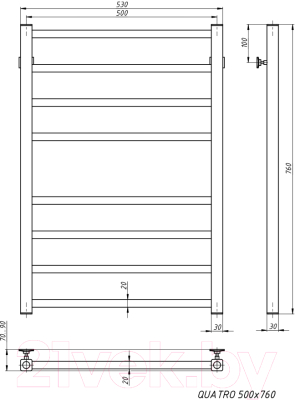 Полотенцесушитель водяной Stinox Quatro 50x80 / qu80