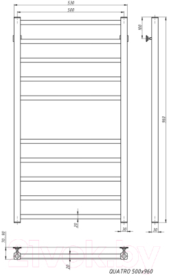 Полотенцесушитель водяной Stinox Quatro 50x100 / qu100 Ral 9005