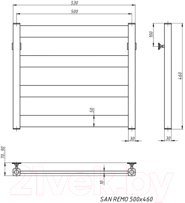 Полотенцесушитель водяной Stinox San Remo 50x50 / san50 Ral 9005