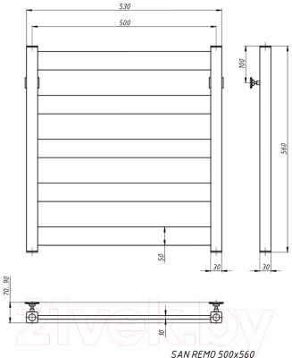 Полотенцесушитель водяной Stinox San Remo 50x60 / san60 Ral 9005