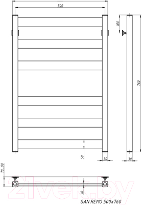 Полотенцесушитель водяной Stinox San Remo 50x80 / san80 Ral 9005