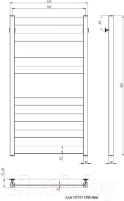 Полотенцесушитель водяной Stinox San Remo 50x100 / san100 Ral 9005