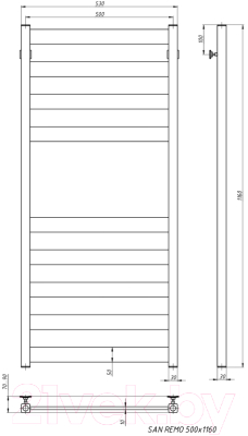 Полотенцесушитель водяной Stinox San Remo 50x120 / san120 Ral 9005