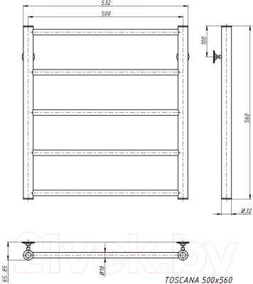 Полотенцесушитель водяной Stinox Toscana 50x60 / tos60
