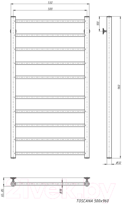 Полотенцесушитель водяной Stinox Toscana 50x100 / tos100 Ral 9005