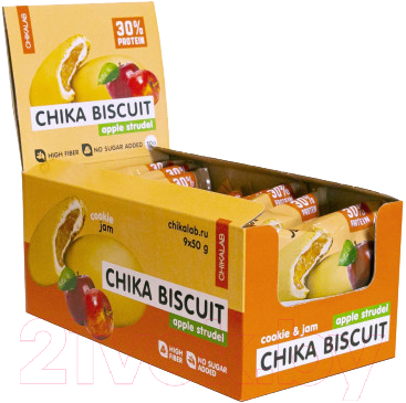 Протеиновое печенье Chikalab Бисквит яблочный штрудель