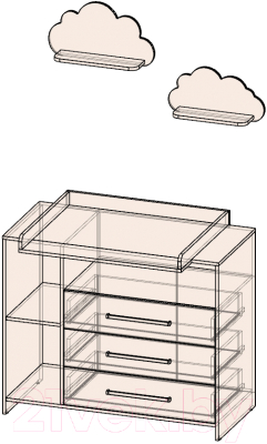Комод пеленальный Интерлиния Toddler-1 + 2 полки