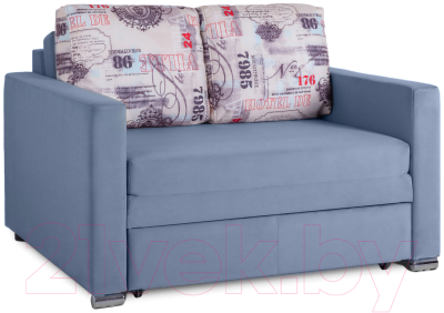 Диван KRONES Афродита выкатной 195x120 (велюр серый/рисунок) - фото