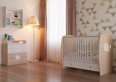 Детская кроватка Polini Kids French 710 Teddy с ящиком