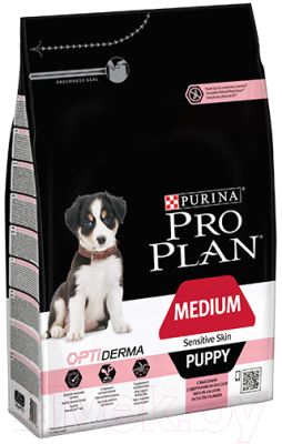 Сухой корм для собак Pro Plan Puppy Medium Sensitive Skin с лососем (3кг) - фото