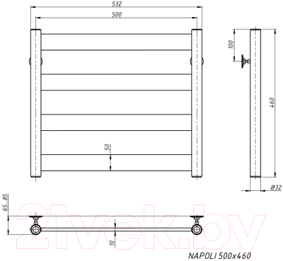 Полотенцесушитель водяной Stinox Napoli 50x50 / nap50