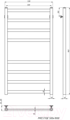 Полотенцесушитель водяной Stinox Prestige 50x100 / pr100