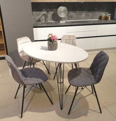 Обеденный стол Sheffilton SHT-TU10/120-80 МДФ (черный муар/бетон кремовый)