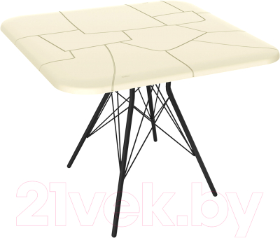 Обеденный стол Sheffilton SHT-TU2-1/TT30 83x83 (черный муар/бежевый RAL1013) - фото