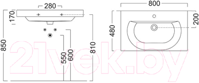 Умывальник Kerama Marazzi Buongiorno BG.wb.80