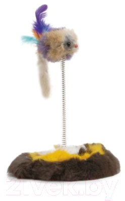 Игрушка для кошек Beeztees Плюшевая мышь на пружине / 430311 - фото