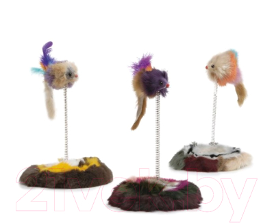 Игрушка для кошек Beeztees Плюшевая мышь на пружине / 430311