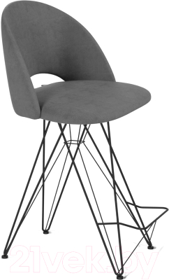 Стул барный Sheffilton SHT-ST34/S66-1 (платиново-серый/черный муар) - фото