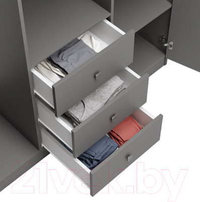 Шкаф Polini Kids Simple трехсекционный / 0001632.42 (серый)