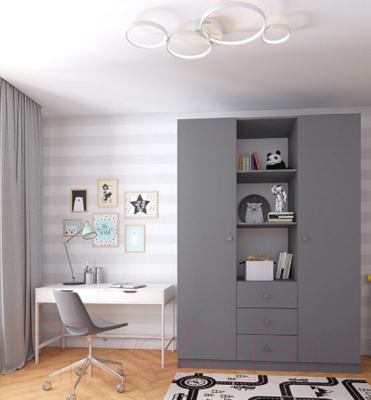 Шкаф Polini Kids Simple трехсекционный / 0001632.42 (серый)
