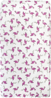 Простыня для малышей Amarobaby Фламинго / AMARO-5102-F - фото