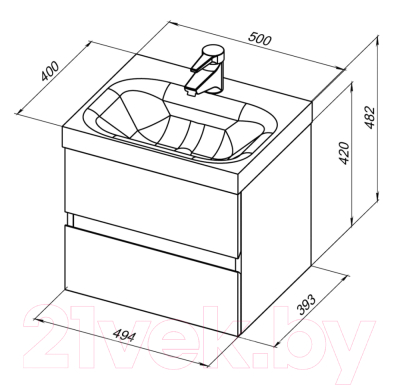 Тумба под умывальник Aquanet Беркли 50 / 254288