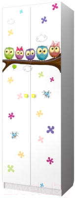 Шкаф Премиум Смарти двухстворчатый (белый/совята) - фото