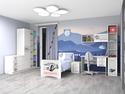 Полка Премиум Смарти (белый/машинки)