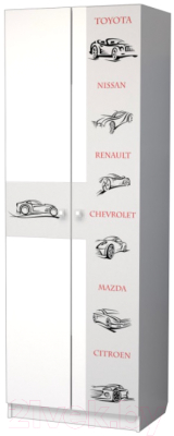 Шкаф Премиум Смарти двухстворчатый (белый/машинки) - фото