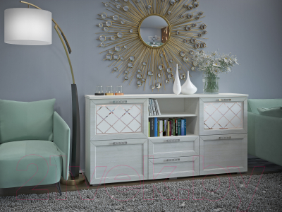 Тумба Премиум Александра (белый/шелк платина)