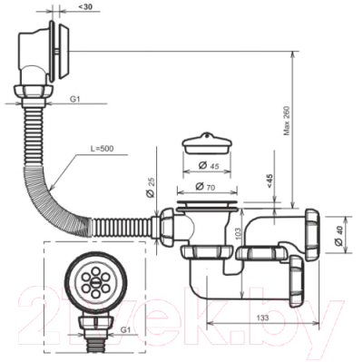 Сифон Aquant V255-25-MR
