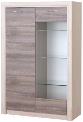 Шкаф с витриной Памир Октава 1В1С (дуб клабхаус серый) - фото