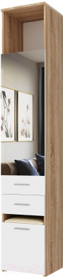 Шкаф-пенал Памир Италия П-400 1Я (дуб сонома/белый глянец) - фото
