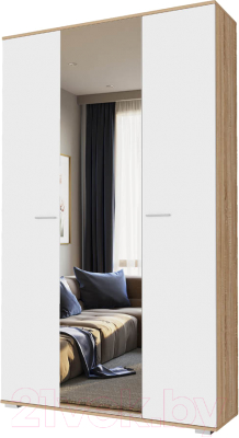 Шкаф Памир Италия ШК-1300 (дуб сонома/белый глянец) - фото