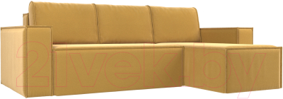 Диван угловой Лига Диванов Куба 277 правый / 108652 (микровельвет, желтый) - фото