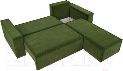Диван угловой Лига Диванов Куба 277 правый / 108653 (микровельвет, зеленый)