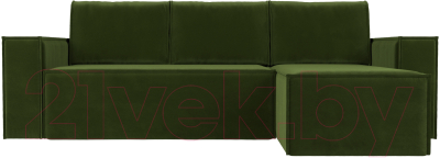 Диван угловой Лига Диванов Куба 277 правый / 108653 (микровельвет, зеленый)