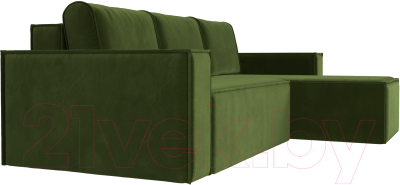 Диван угловой Лига Диванов Куба 277 правый / 108653 (микровельвет, зеленый)
