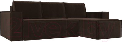 Диван угловой Лига Диванов Куба 277 правый / 108655 (микровельвет, коричневый) - фото