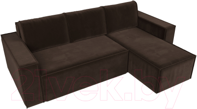 Диван угловой Лига Диванов Куба 277 правый / 108655 (микровельвет, коричневый)