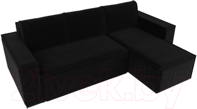 Диван угловой Лига Диванов Куба 277 правый / 108658 (микровельвет, черный)