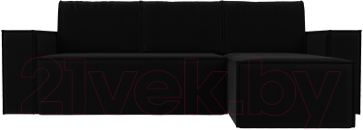 Диван угловой Лига Диванов Куба 277 правый / 108658 (микровельвет, черный)