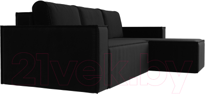 Диван угловой Лига Диванов Куба 277 правый / 108658 (микровельвет, черный)