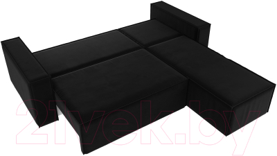 Диван угловой Лига Диванов Куба 277 правый / 108658 (микровельвет, черный)