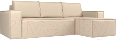 Диван угловой Лига Диванов Куба 277 правый / 108662 (экокожа, бежевый) - фото