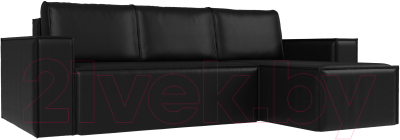Диван угловой Лига Диванов Куба 277 правый / 108665 (экокожа, черный) - фото