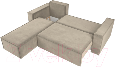 Диван угловой Лига Диванов Куба 277 левый / 108651L (микровельвет, бежевый)