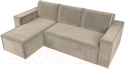 Диван угловой Лига Диванов Куба 277 левый / 108651L (микровельвет, бежевый)