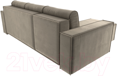 Диван угловой Лига Диванов Куба 277 левый / 108651L (микровельвет, бежевый)